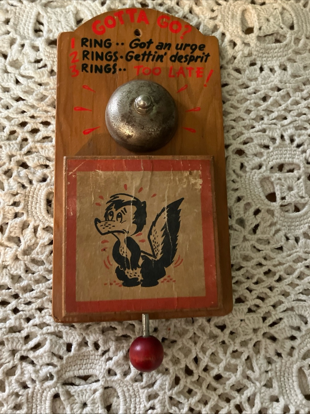 GOTTA GO Wooden Hanging BATHROOM BELL